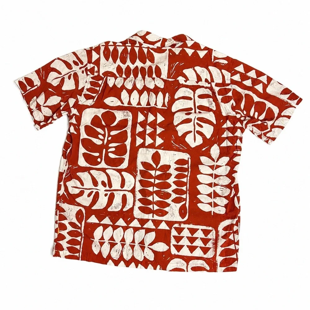 Quiksilver Hawaiian Shirt‎ Men's XL Red White Aloha Comfort Fit Button Up